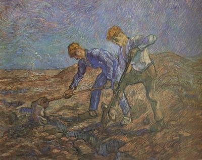 Vincent Van Gogh Two Peasants Digging (nn04) Spain oil painting art